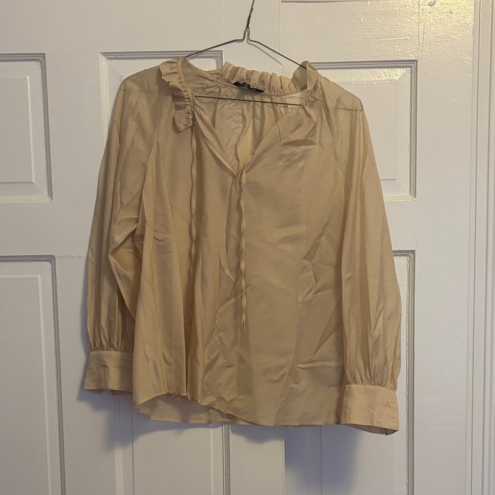 Banana Republic Cream Blouse with Ruffle Detail